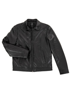TOMMY Giacca Biker da uomo in vera pelle nero con trapunta