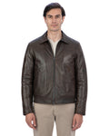 TOMMY Giacca Biker da uomo in vera pelle marrone invecchiato con trapunta