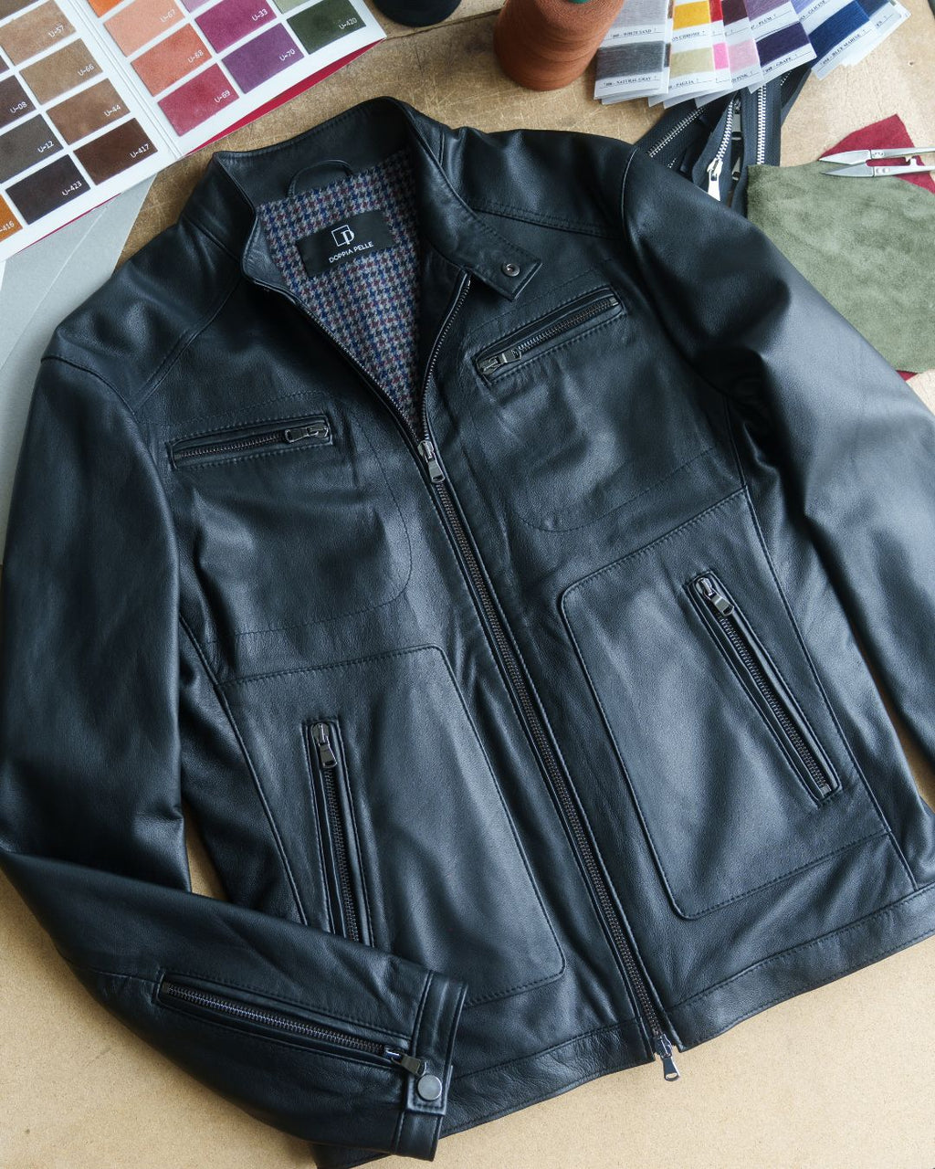 CRISTIAN Giacca Biker da uomo in vera pelle nero