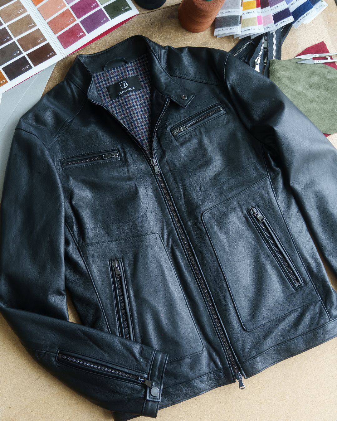CRISTIAN Giacca Biker da uomo in vera pelle nero