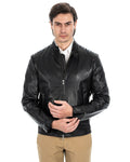 Giacca Biker da uomo in vera pelle nero