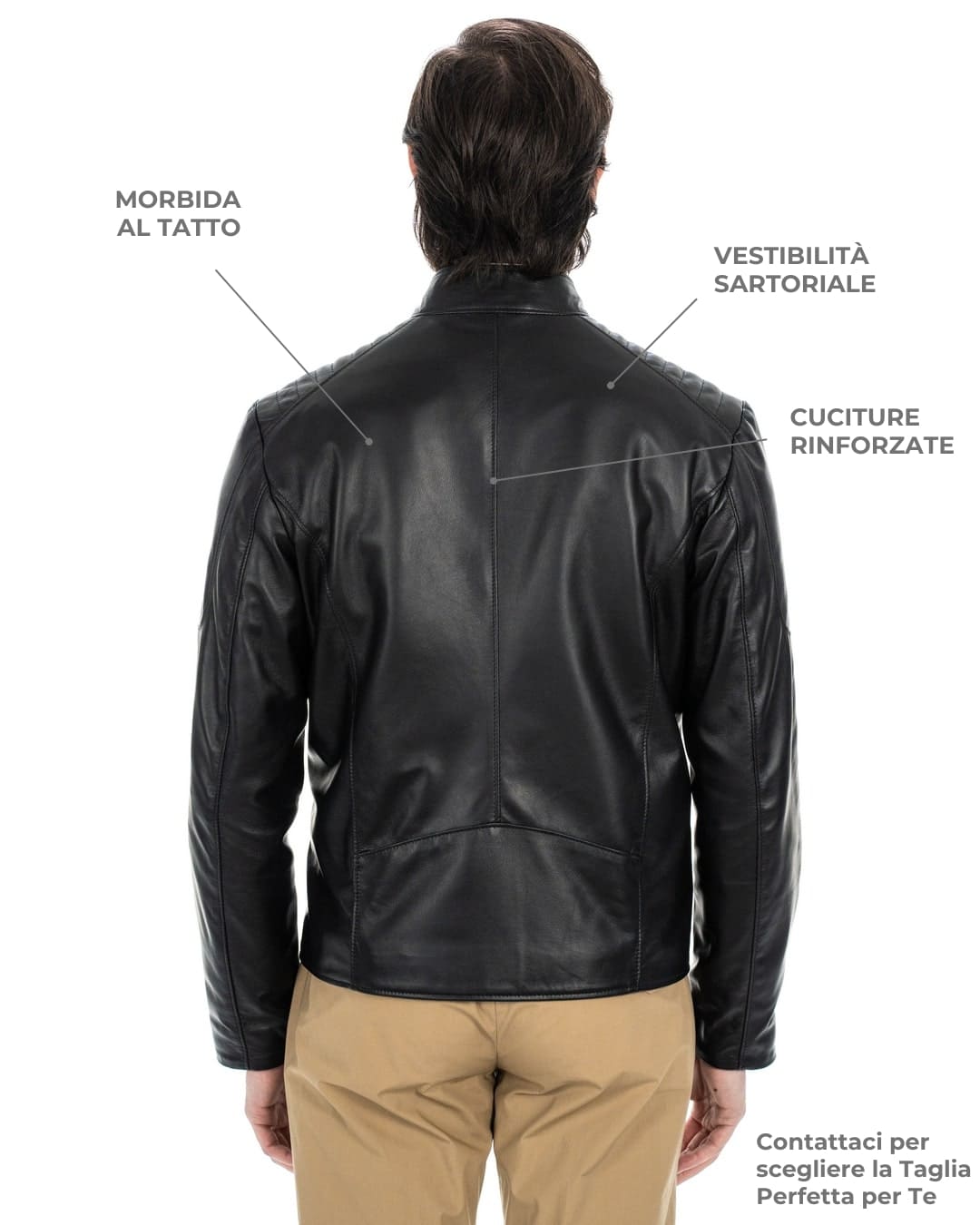 MIKE Giacca Biker da uomo in vera pelle nero