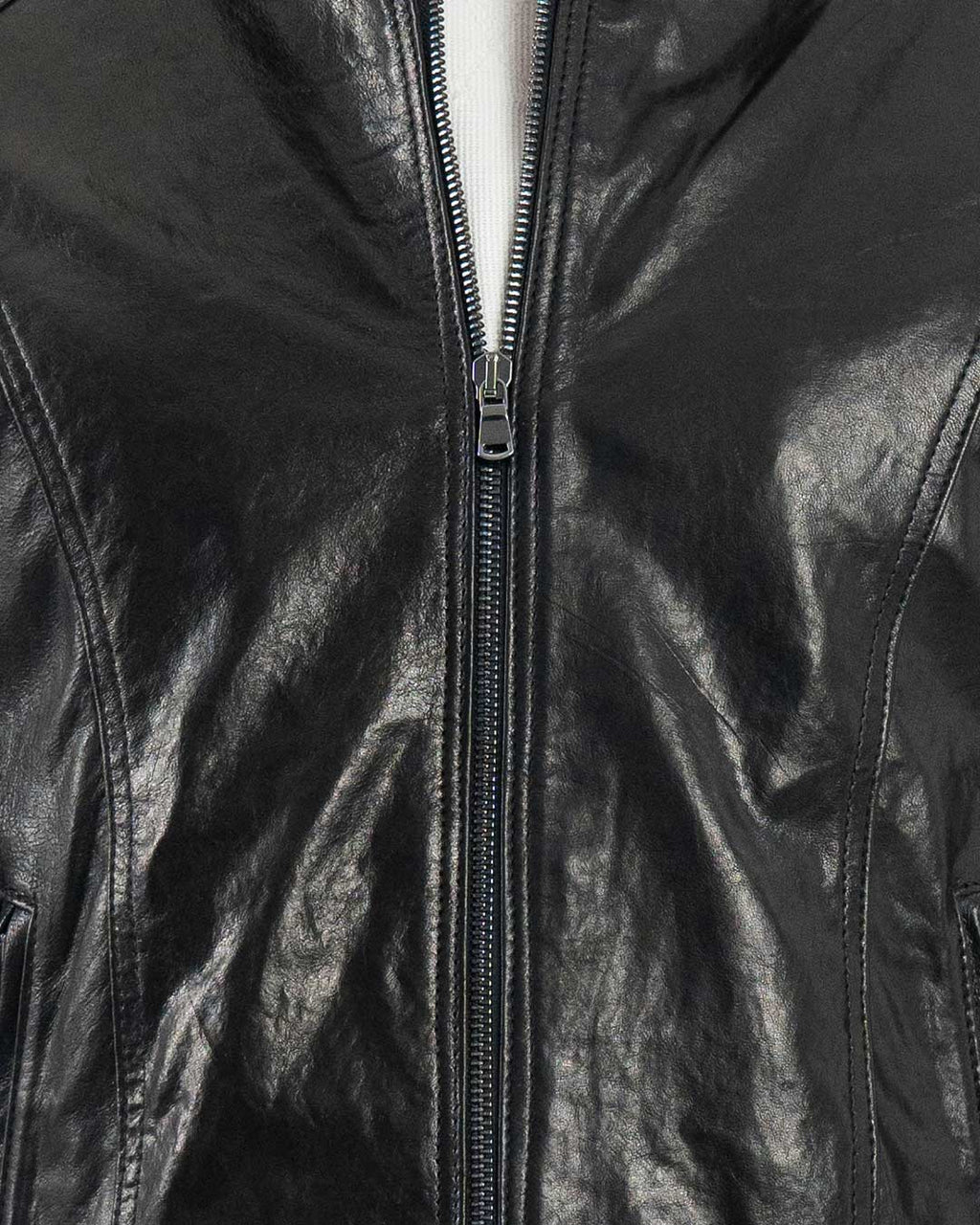 NICOLÒ Giacca Biker da uomo in vera pelle nero effetto lucido