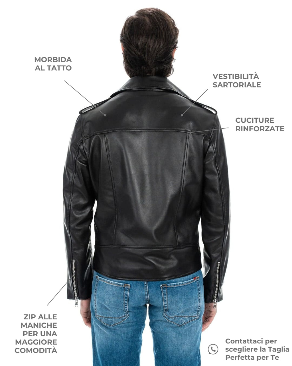 BRIAN Giacca Chiodo da uomo in vera pelle nero