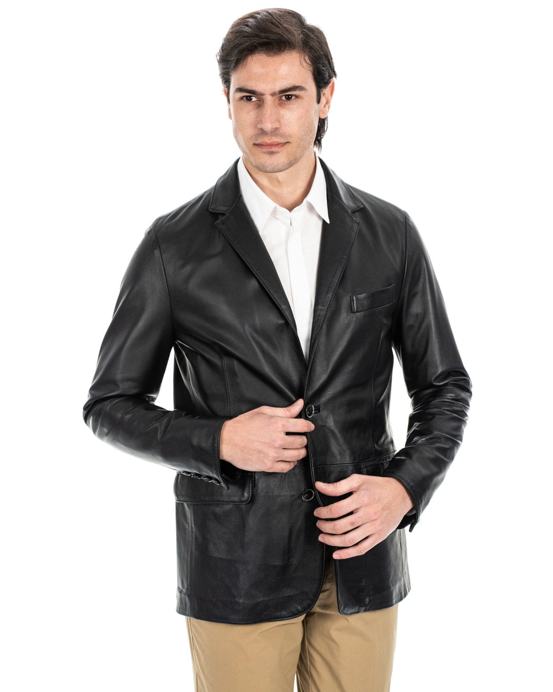 Giacca Classica da uomo in vera pelle nero