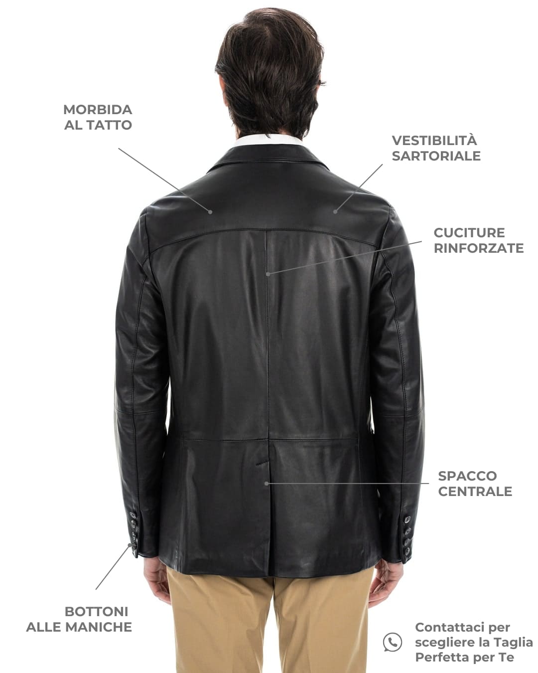 BLAZER Giacca Classica da uomo in vera pelle nero