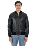 STEVE Bomber College da uomo in vera pelle nero