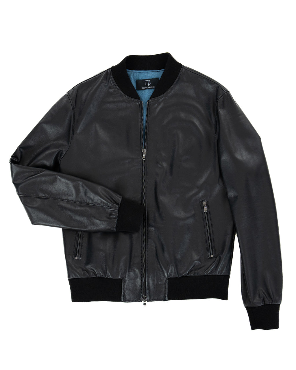 STEVE Bomber College da uomo in vera pelle nero