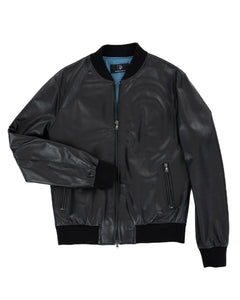 STEVE Bomber College da uomo in vera pelle nero