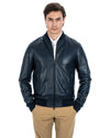 STEVE - Bomber College da uomo in vera pelle blu