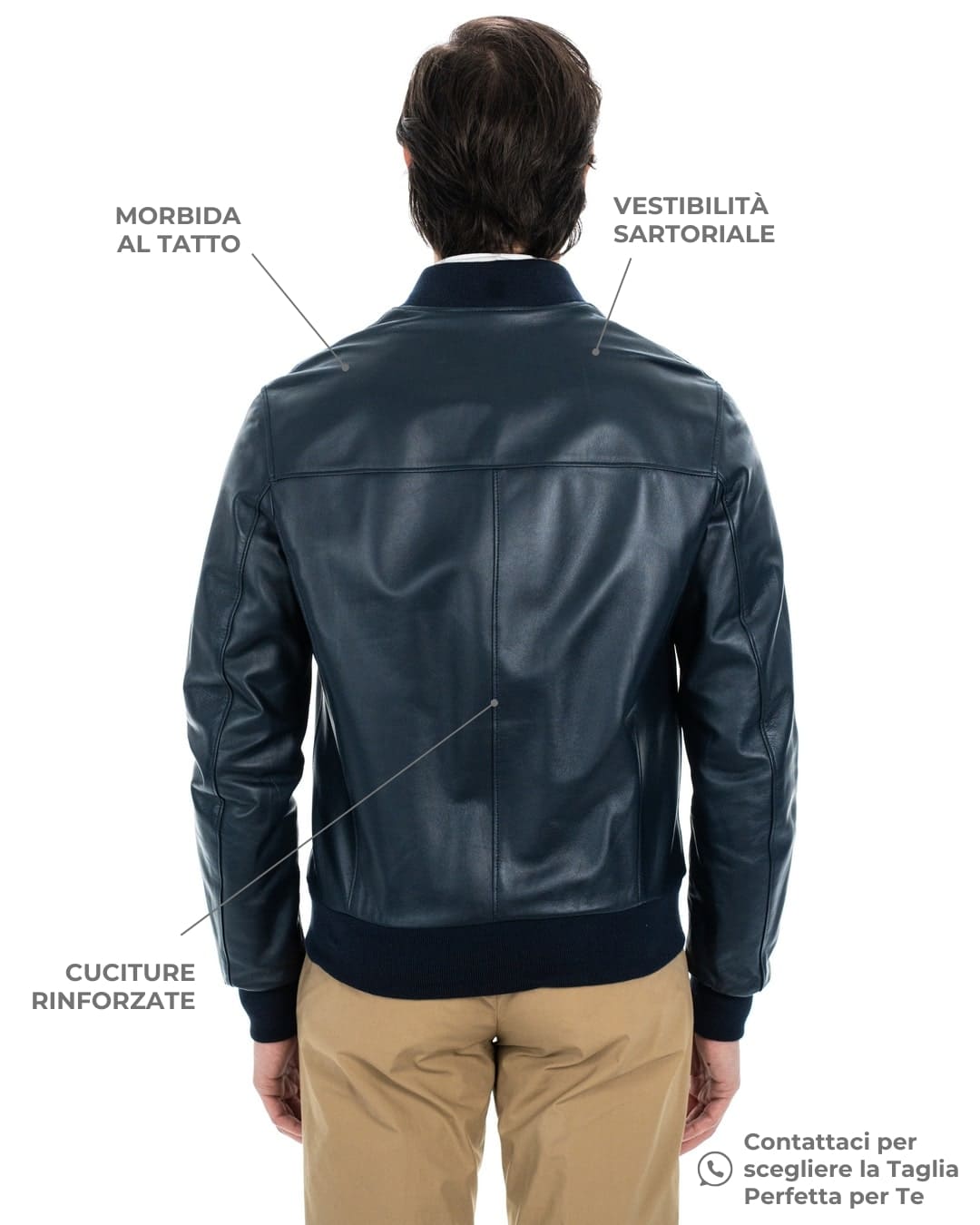 STEVE Bomber College da uomo in vera pelle blu