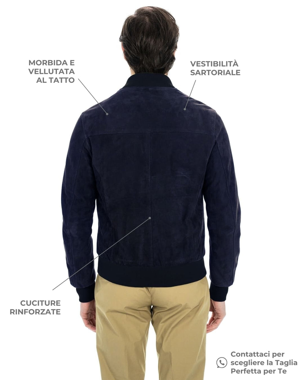STEVE Bomber College da uomo in vera pelle scamosciata blu notte