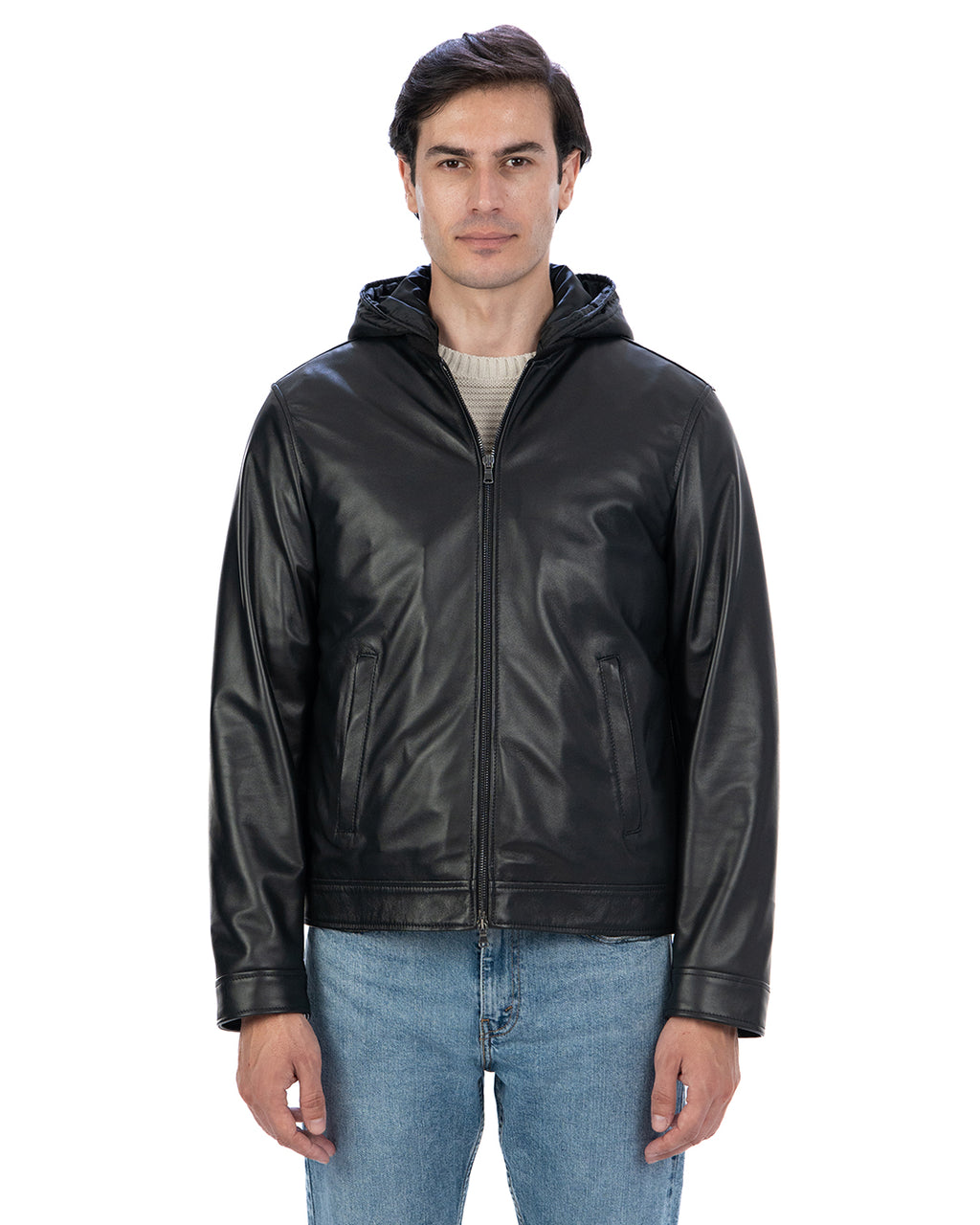 GABRIEL Giacca Biker 4 stagioni da uomo in vera pelle nero con trapunta rimovibile