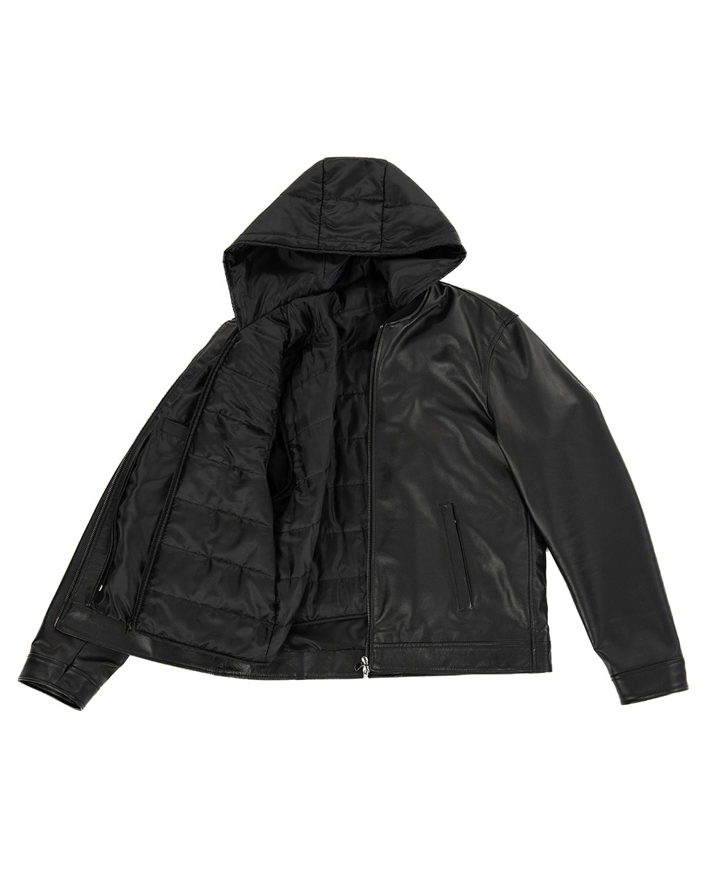 GABRIEL Giacca Biker 4 stagioni da uomo in vera pelle nero con trapunta rimovibile