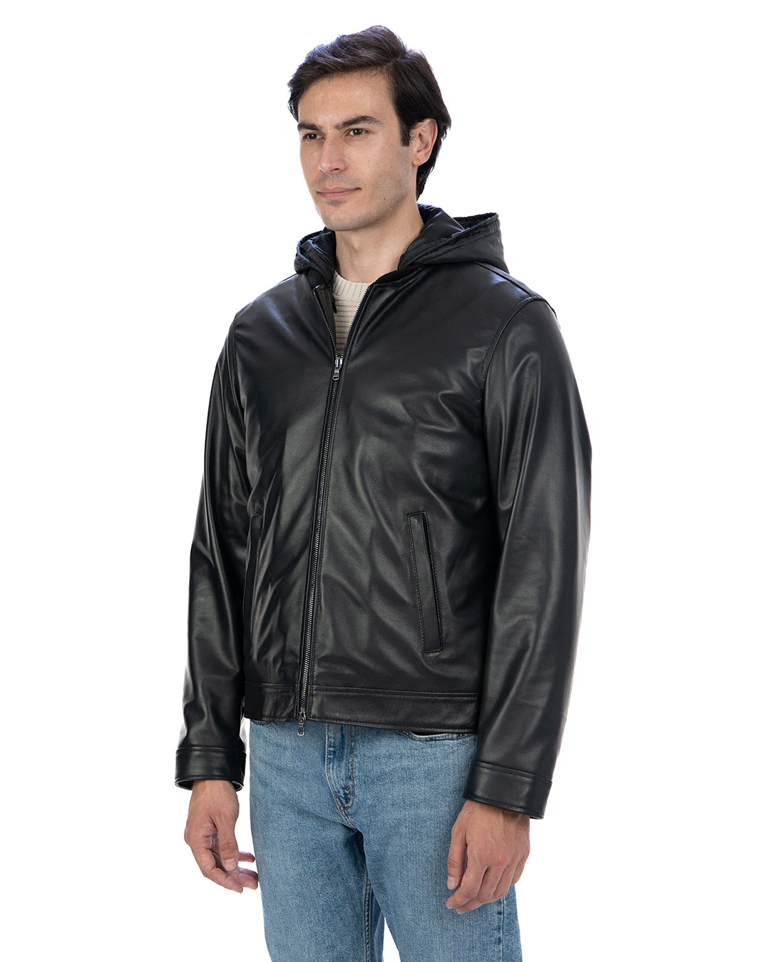 GABRIEL Giacca Biker 4 stagioni da uomo in vera pelle nero con trapunta rimovibile