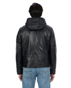 GABRIEL Giacca Biker 4 stagioni da uomo in vera pelle nero con trapunta rimovibile