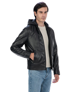 GABRIEL Giacca Biker 4 stagioni da uomo in vera pelle nero con trapunta rimovibile