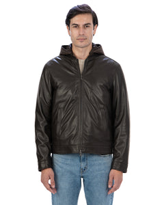 GABRIEL Giacca Biker 4 stagioni da uomo in vera pelle t. moro con trapunta rimovibile