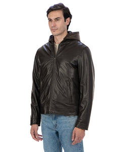 GABRIEL Giacca Biker 4 stagioni da uomo in vera pelle t. moro con trapunta rimovibile