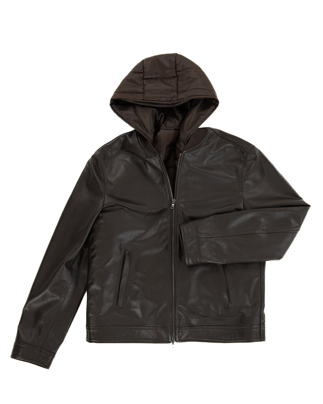 GABRIEL Giacca Biker 4 stagioni da uomo in vera pelle t. moro con trapunta rimovibile