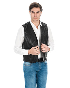 ANTONY Gilet da uomo in vera pelle nero
