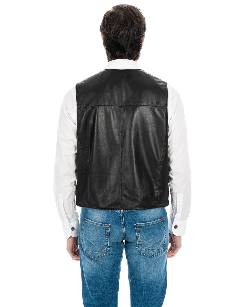 ANTONY Gilet da uomo in vera pelle nero