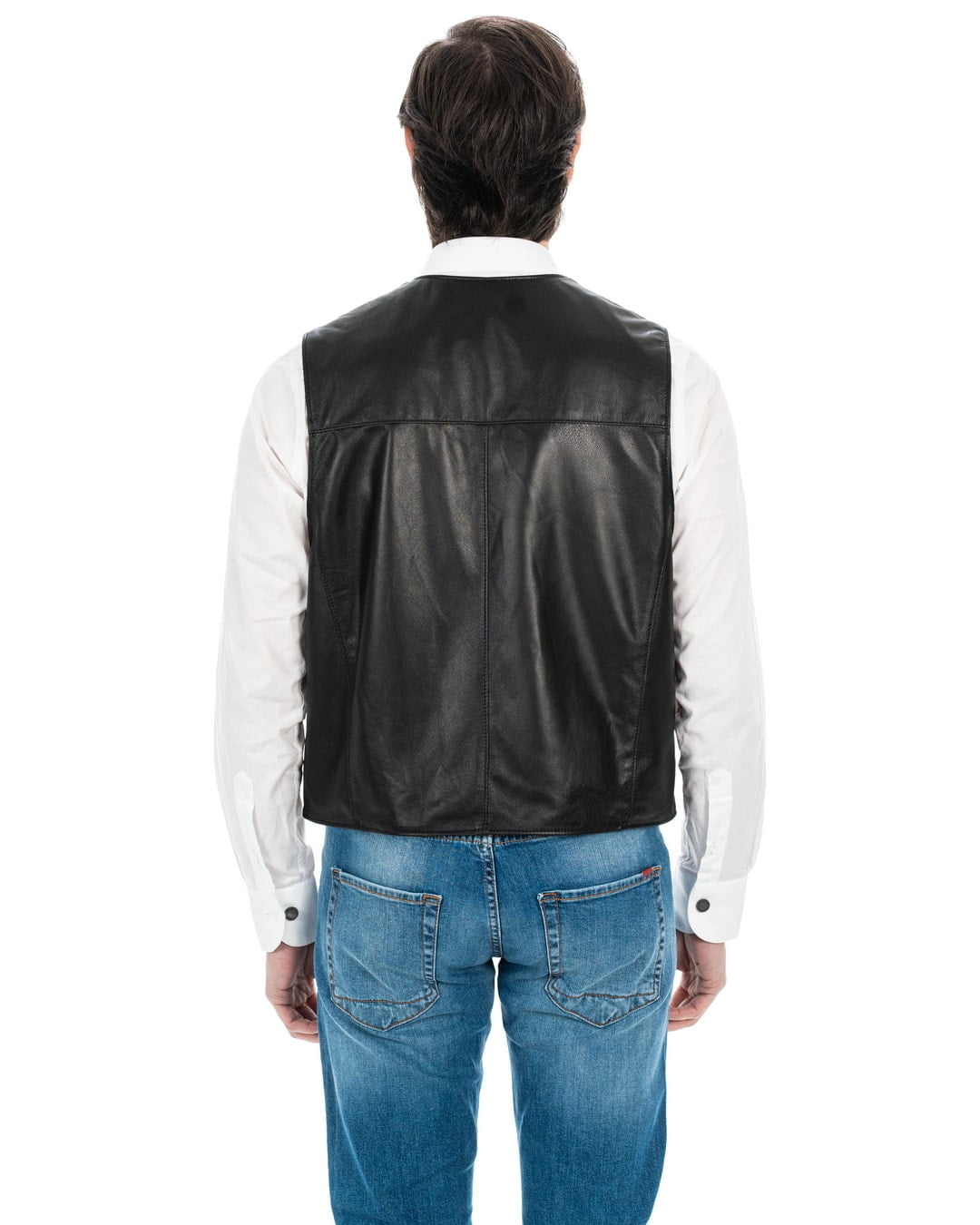 ANTONY Gilet da uomo in vera pelle nero