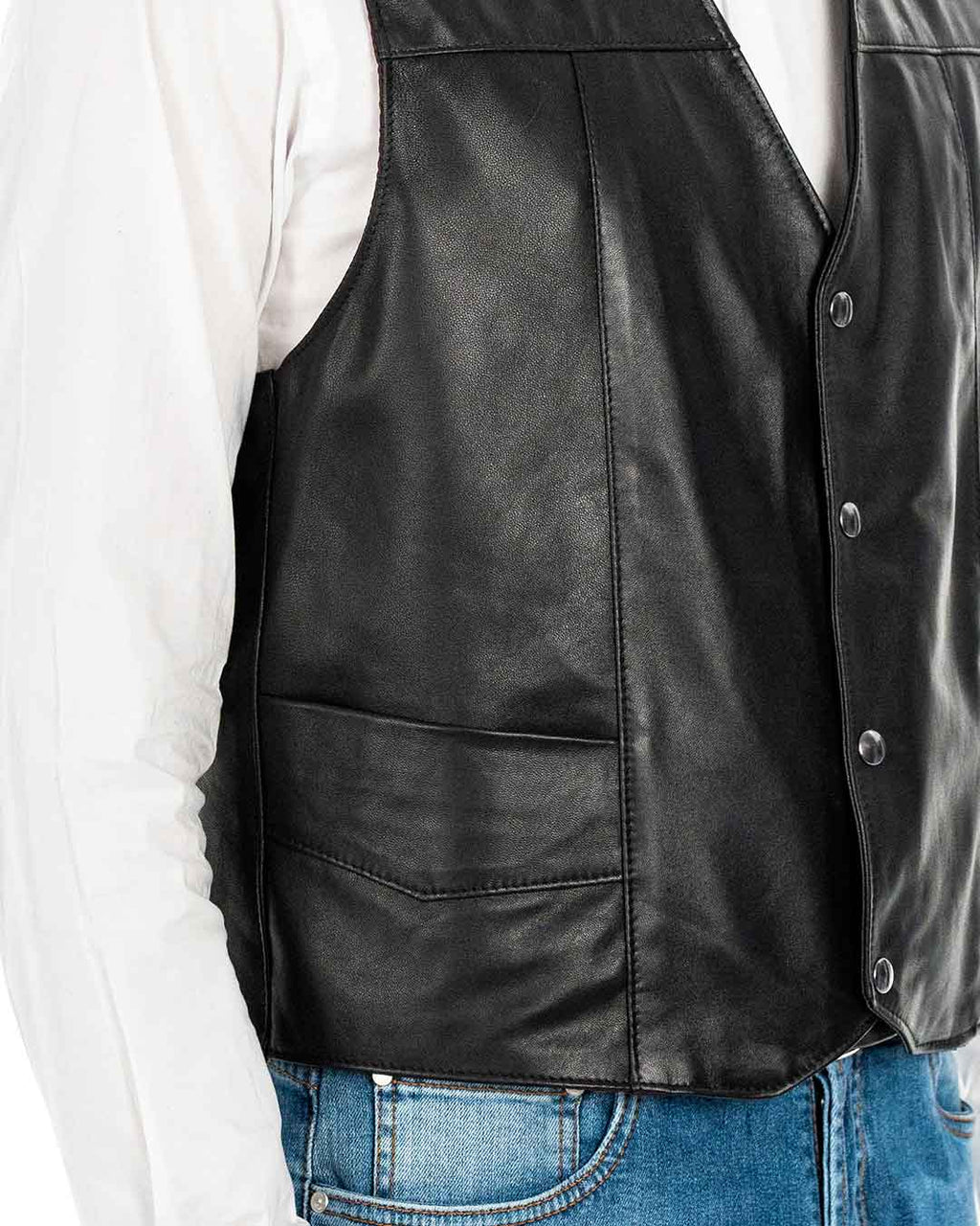 ANTONY Gilet da uomo in vera pelle nero