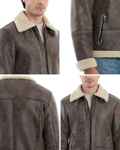 AVIATORE Bomber da uomo marrone Shearling Style