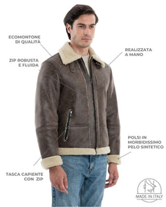 AVIATORE Bomber da uomo marrone Shearling Style