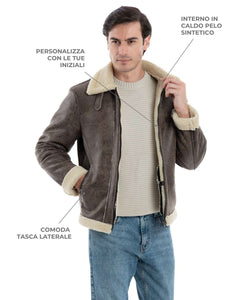 AVIATORE Bomber da uomo marrone Shearling Style