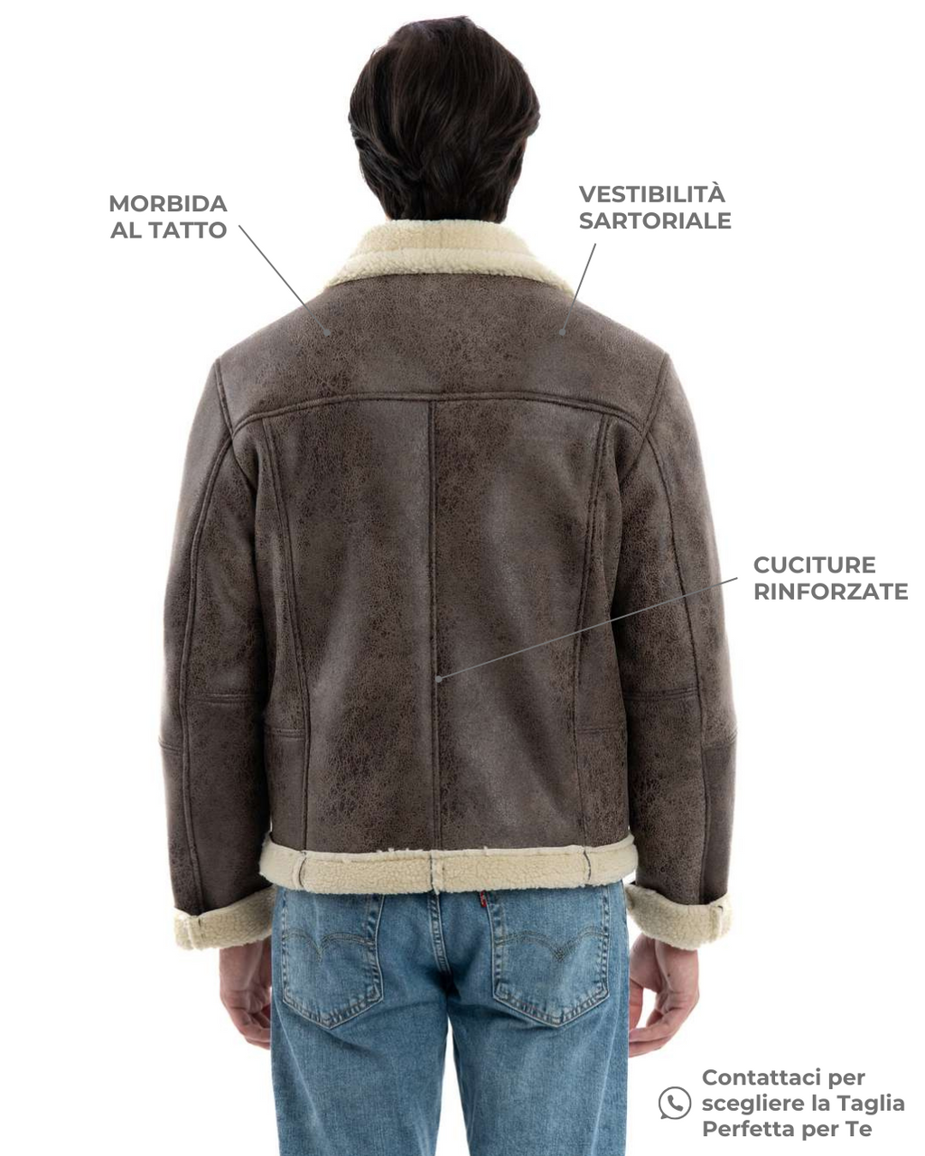 AVIATORE Bomber da uomo marrone Shearling Style