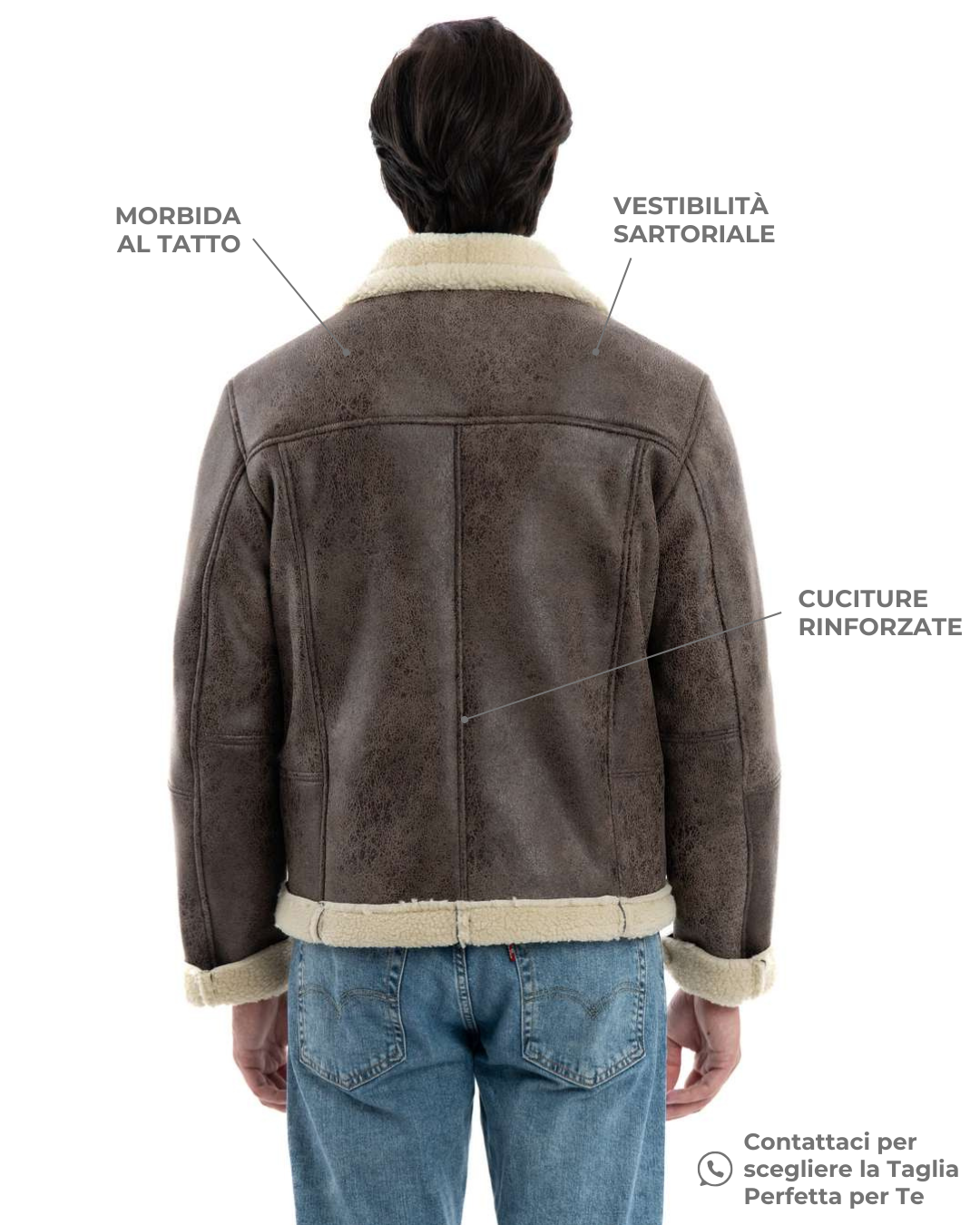 AVIATORE Bomber da uomo marrone Shearling Style