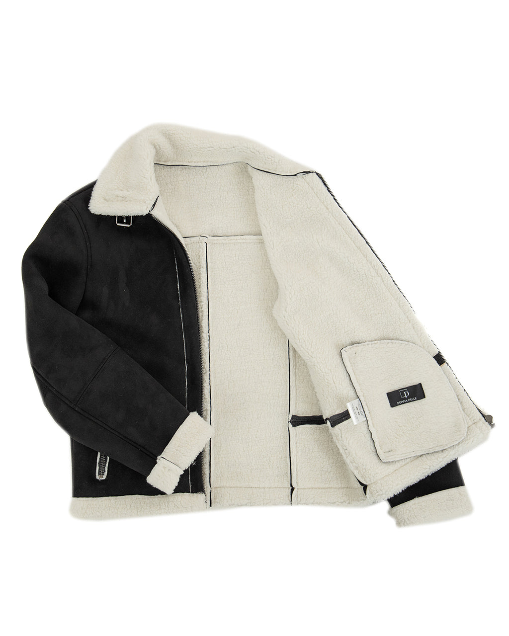 AVIATORE Bomber da uomo scamosciato Nero Shearling Style