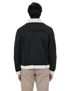 AVIATORE Bomber da uomo scamosciato Nero Shearling Style