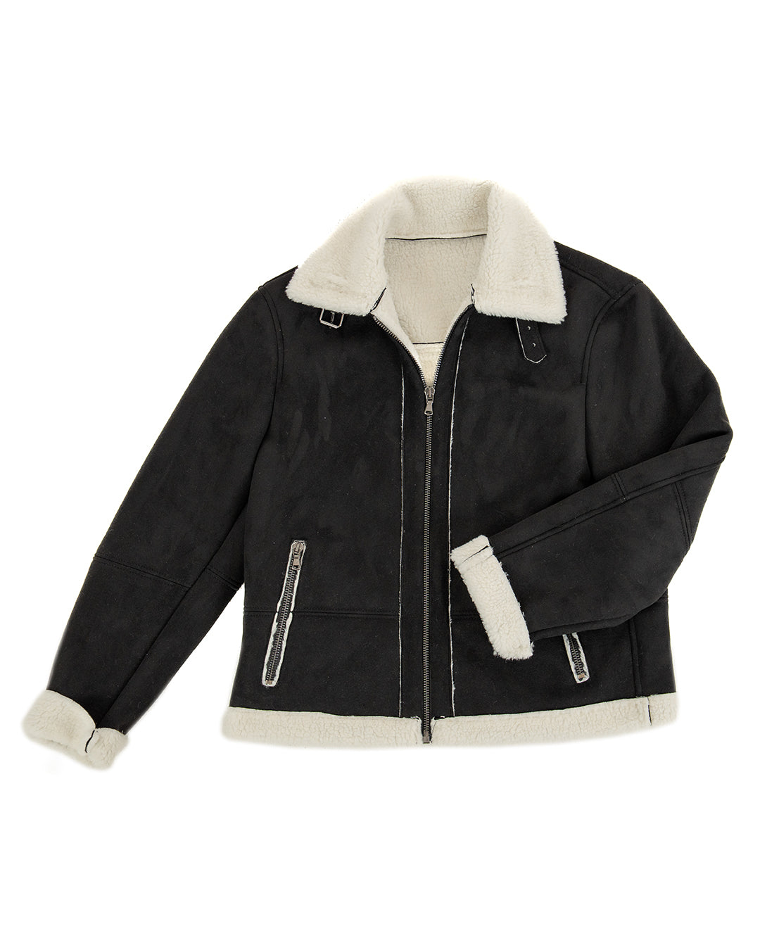 AVIATORE Bomber da uomo scamosciato Nero Shearling Style