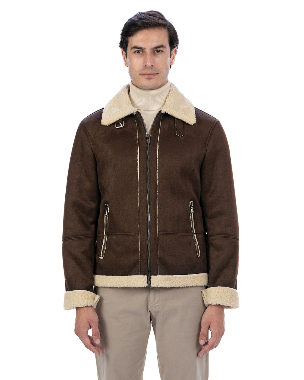 AVIATORE Bomber da uomo scamosciato T. Moro Shearling Style