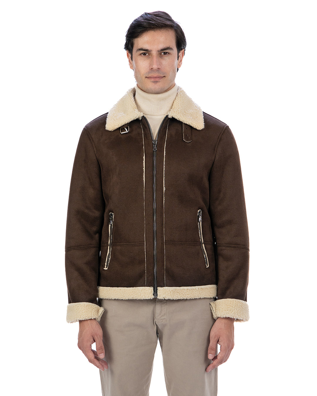 AVIATORE Bomber da uomo scamosciato T. Moro Shearling Style