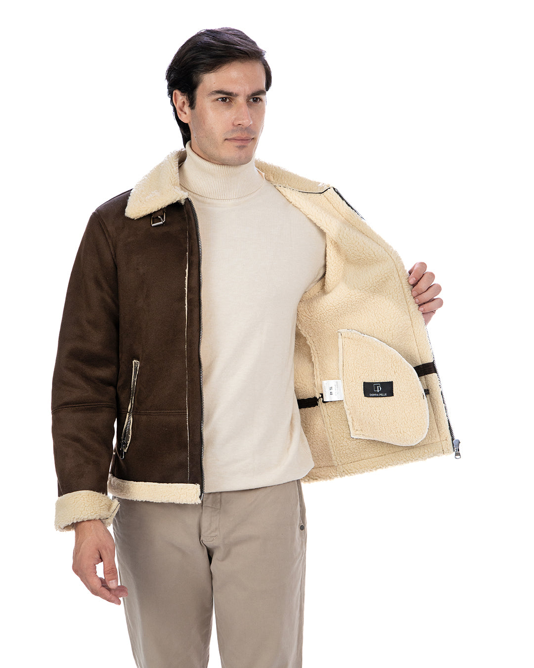 AVIATORE Bomber da uomo scamosciato T. Moro Shearling Style
