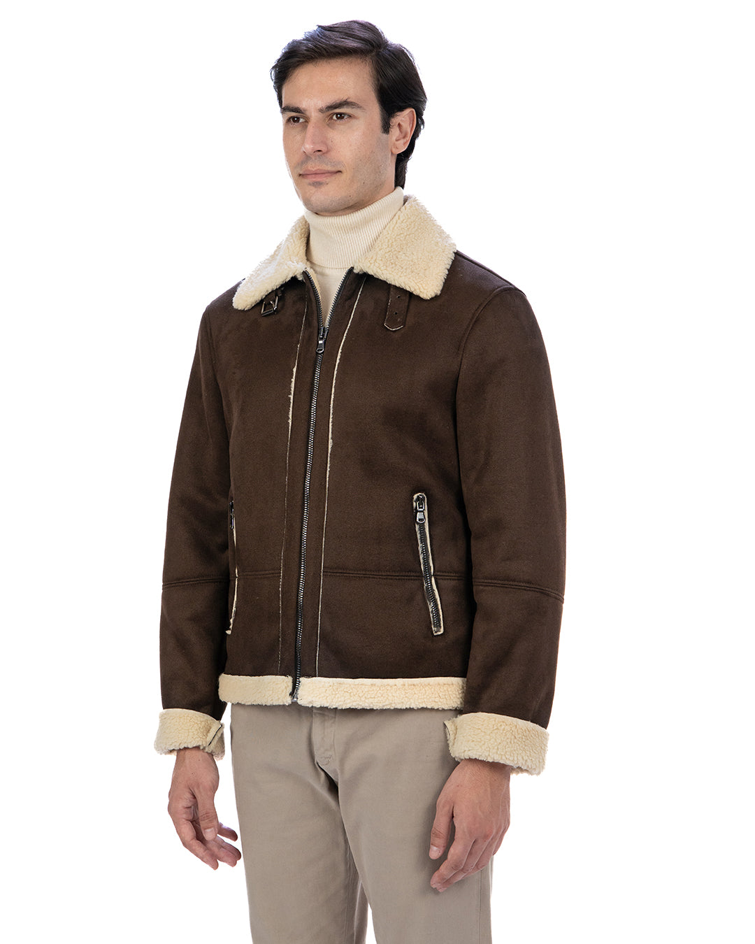 AVIATORE Bomber da uomo scamosciato T. Moro Shearling Style