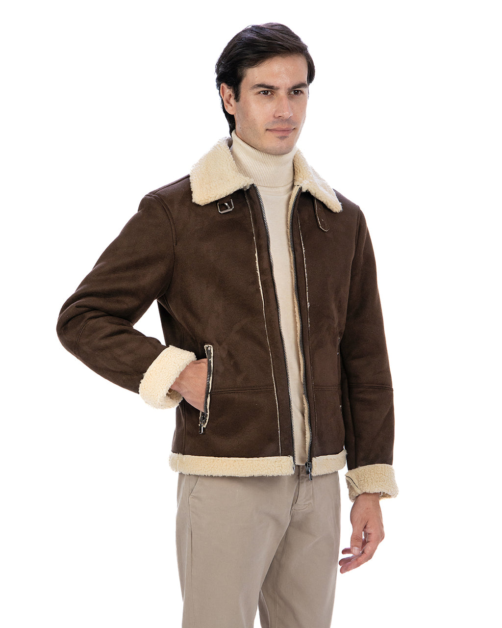 AVIATORE Bomber da uomo scamosciato T. Moro Shearling Style
