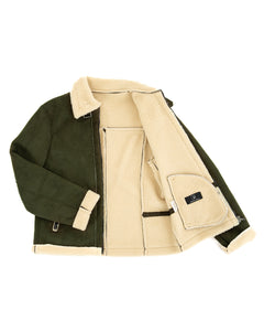 AVIATORE Bomber da uomo scamosciato Verde Shearling Style
