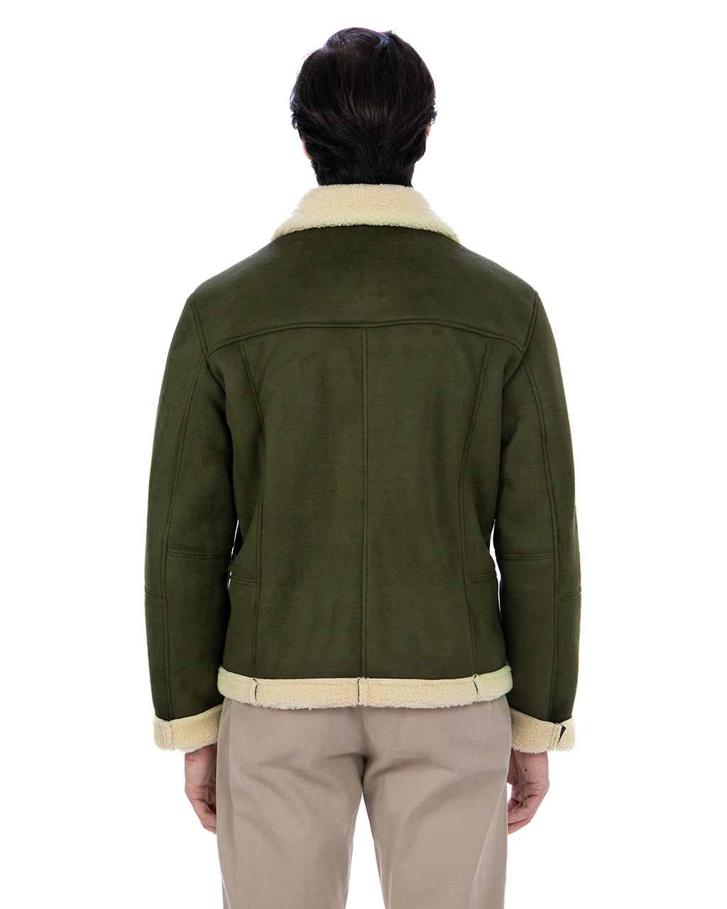 AVIATORE Bomber da uomo scamosciato Verde Shearling Style