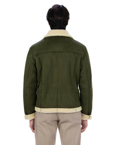 AVIATORE Bomber da uomo scamosciato Verde Shearling Style