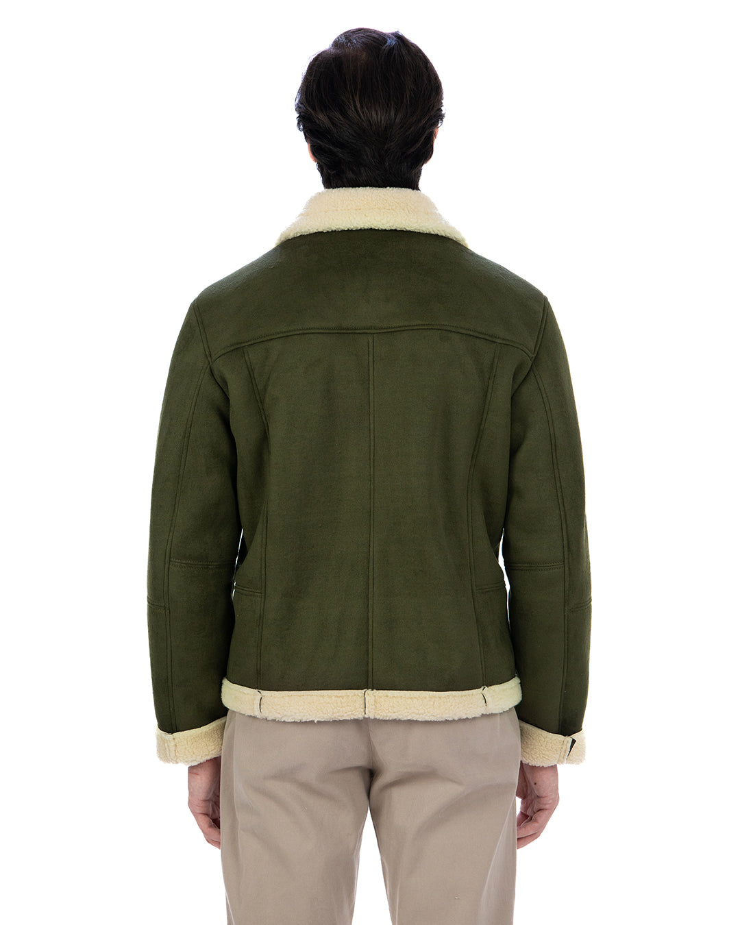 AVIATORE Bomber da uomo scamosciato Verde Shearling Style