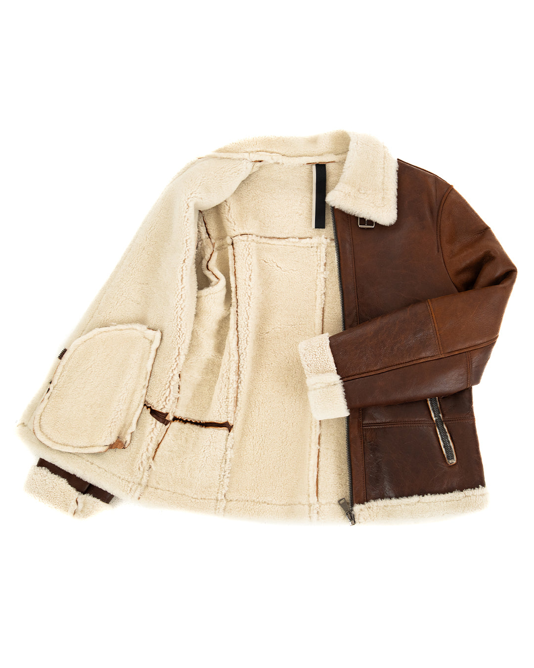 LEANDRO Giacca Montone Shearling vintage da uomo Cuoio