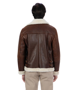 LEANDRO Giacca Montone Shearling vintage da uomo Cuoio