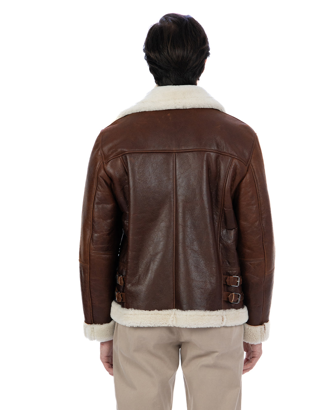 LEANDRO Giacca Montone Shearling vintage da uomo Cuoio