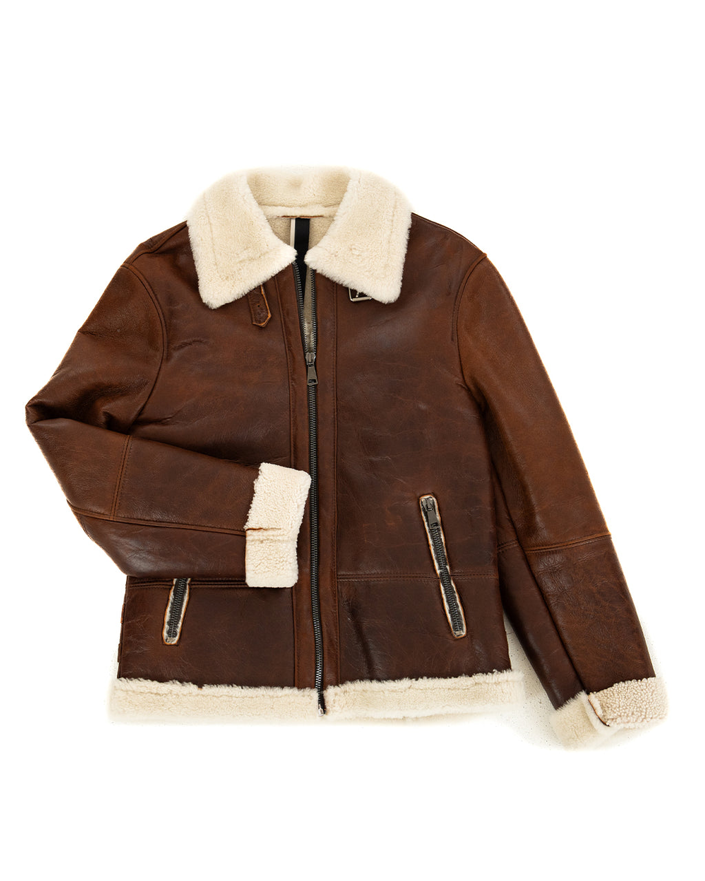 LEANDRO Giacca Montone Shearling vintage da uomo Cuoio