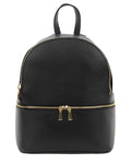 GRETA Zaino donna in vera pelle nero pratico con spallacci regolabili